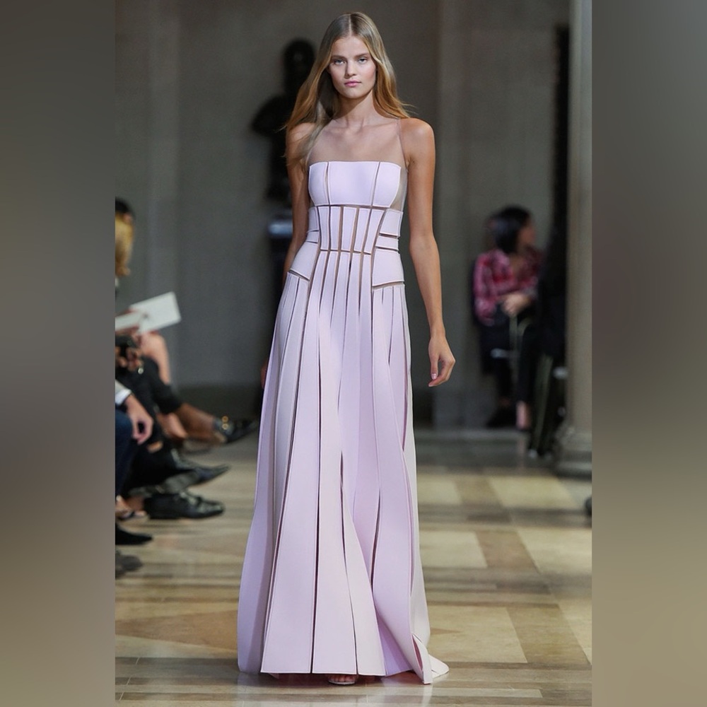 Carolina Herrera Blush Pink Strapless Dress ss2016